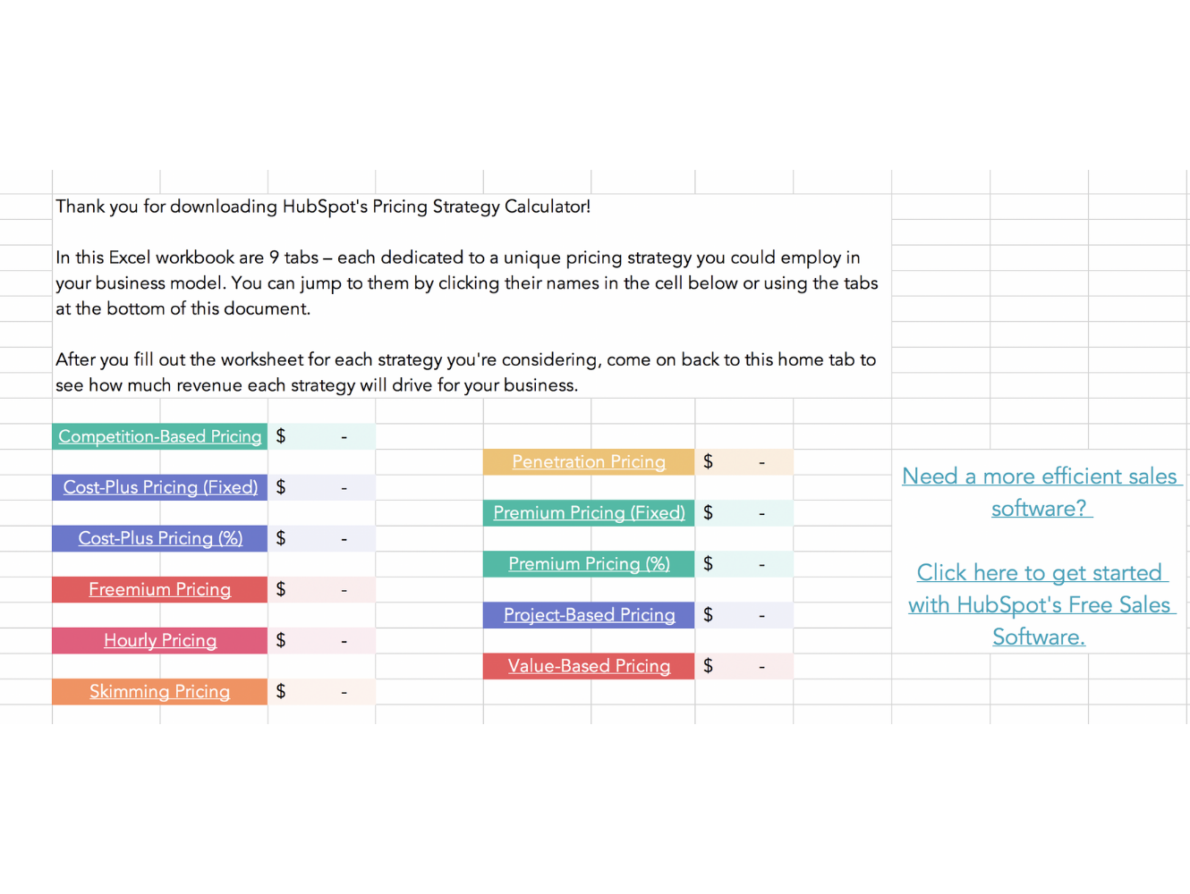 Free Sales Pricing Calculator and Strategy Template Download Now
